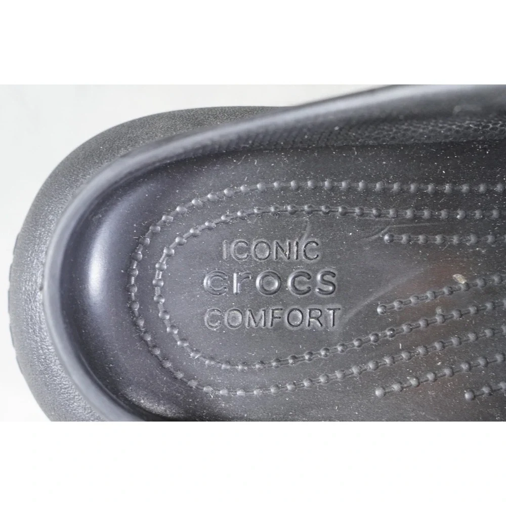 Men's Crocs Size 11 Black Two Strap Sandal Clog‎ Platform Iconic Comfort